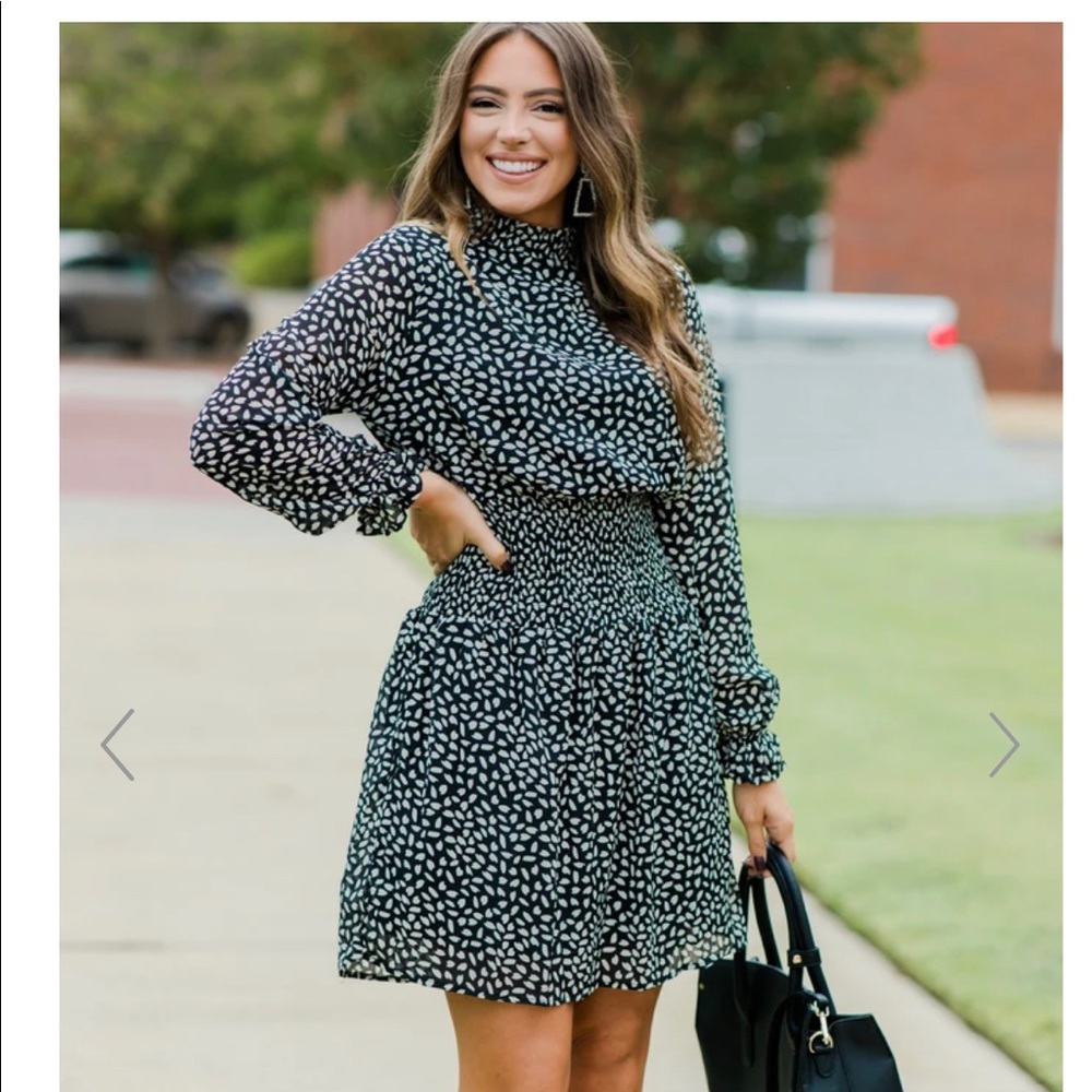 In Your Presence Black Spotted Dress